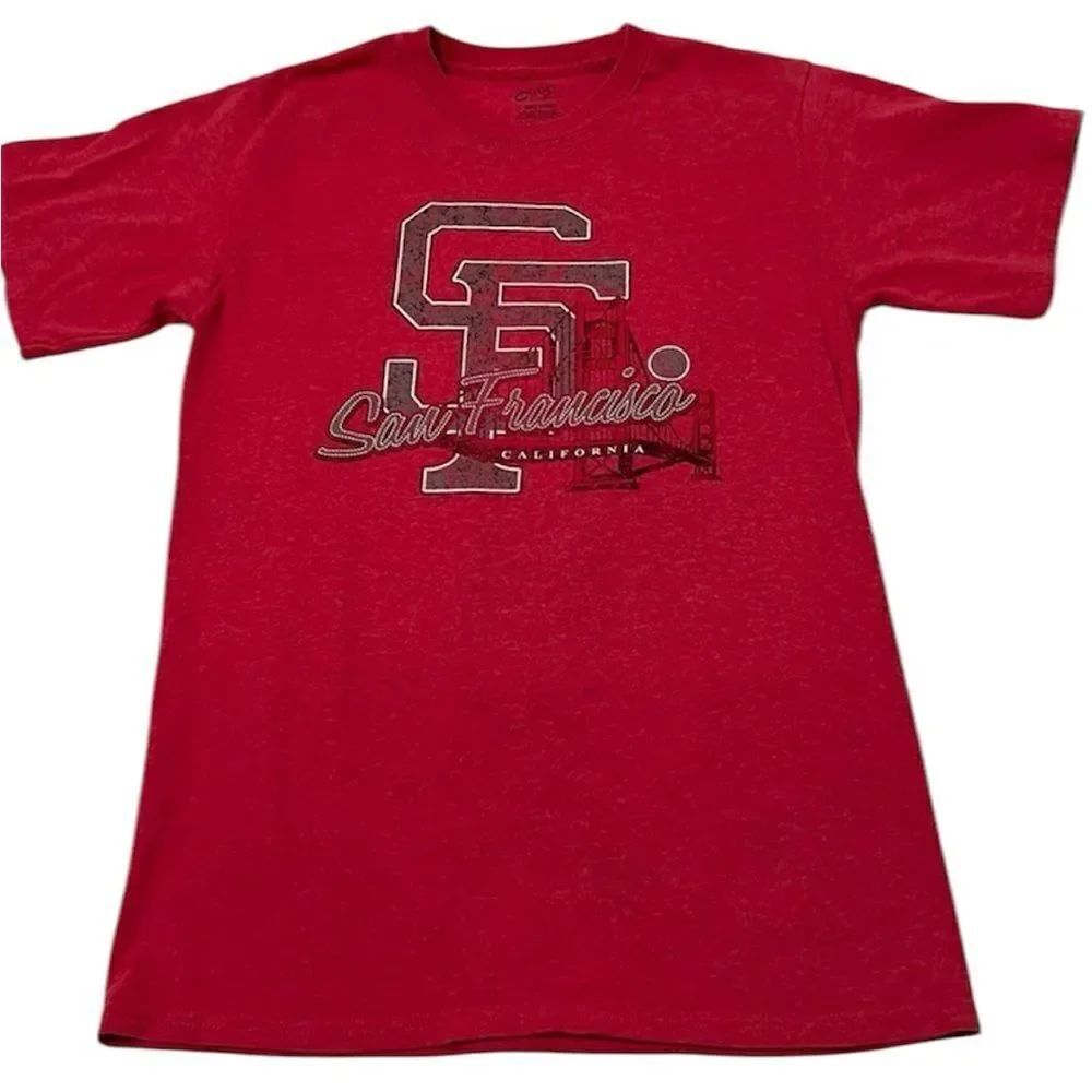 Port and Company Red San Francisco size small men’s short sleeve T-shirt EUC